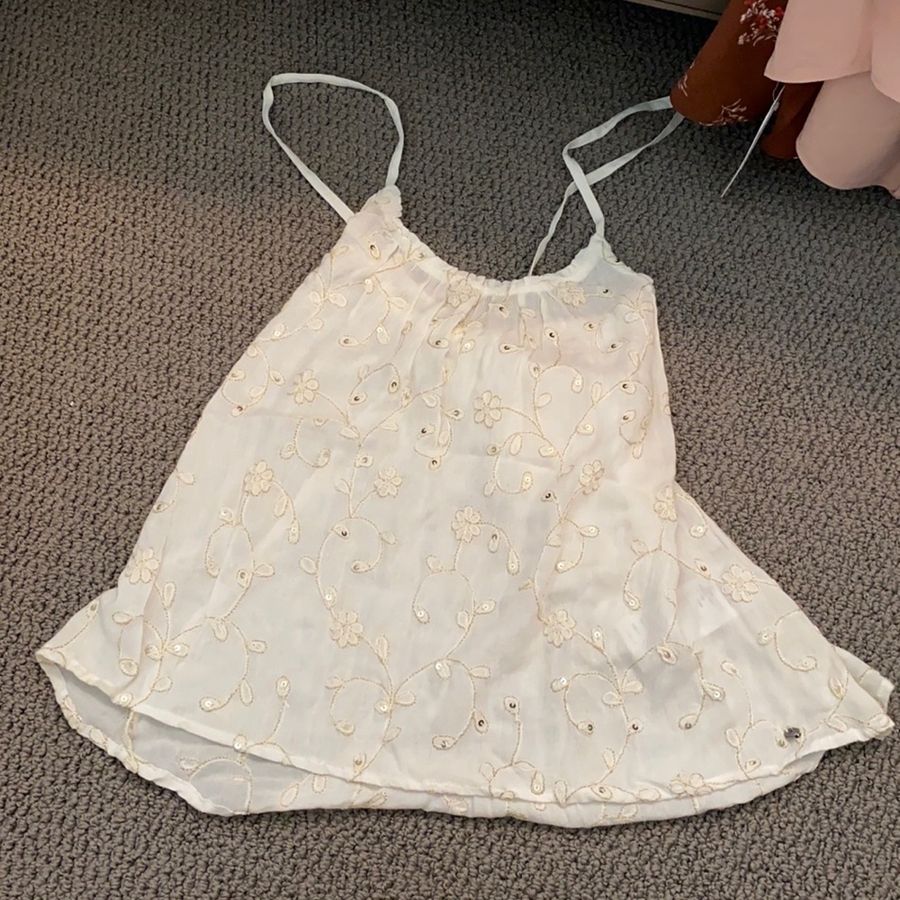 Abercrombie cream/gold floral cami w/sequin